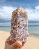 Crystal Towers - Black Cherry Blossom Agate Tower