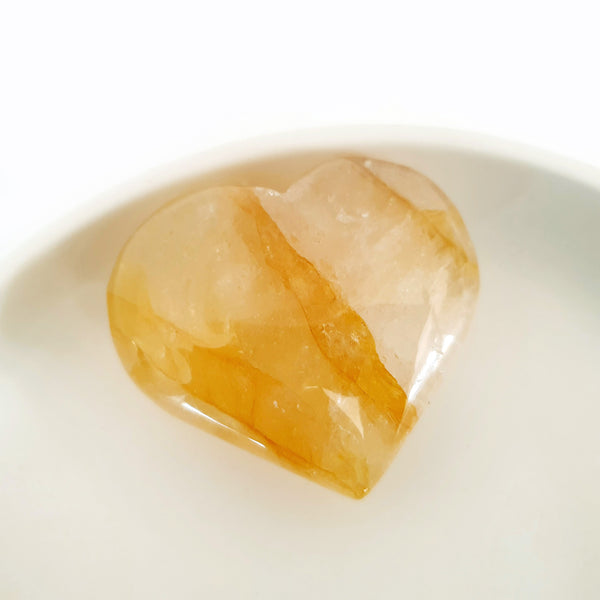 Gemstone Carvings - Heart Golden Healer Quartz