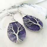 Tree of Life Collection - Amethyst Tree of Life (Silver) Earrings