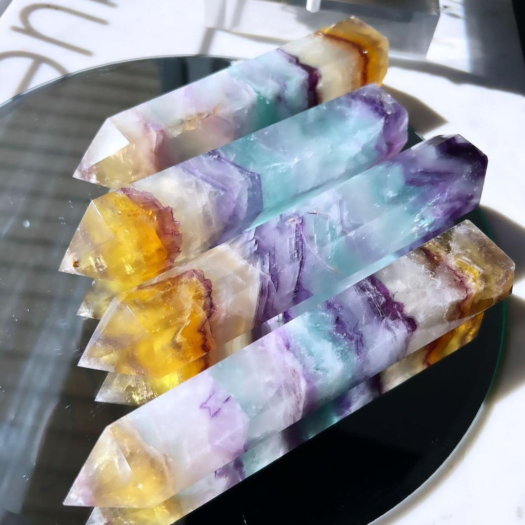 Crystal Towers - A Rainbow Fluorite Tower