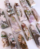 Crystal Towers - A Green Flower Agate Tower
