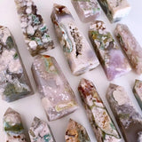 Crystal Towers - A Green Flower Agate Tower