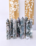 Crystal Towers - A Ocean Jasper Moss Agate Tower