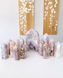 Crystal Towers - A Pink Amethyst Cherry Blossom Agate Tower
