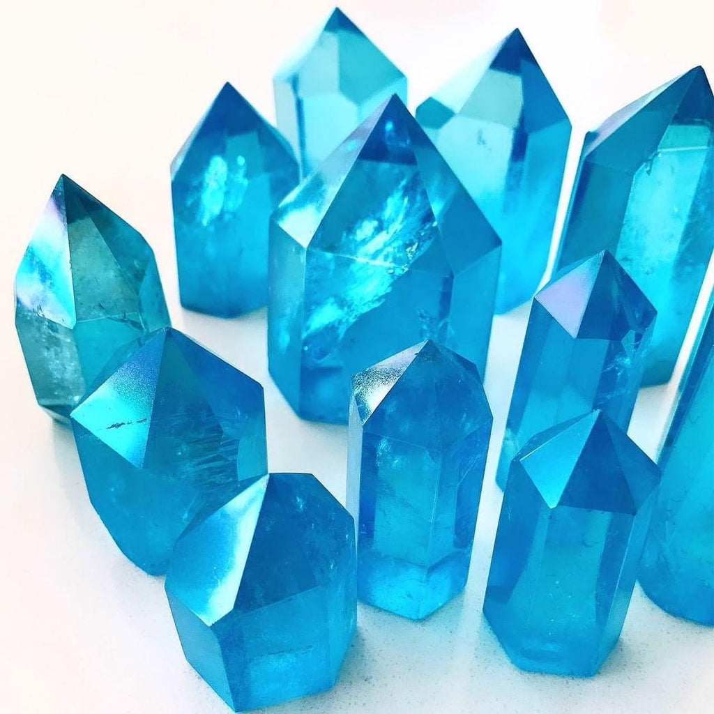Crystal Towers - A Aqua Aura Quartz Tower