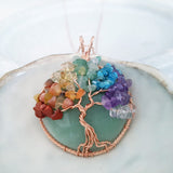 Tree of Life Collection - Seven Chakras Tree of Life Round Gemstone Necklace