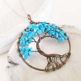 Tree of Life Collection - Turquoise Howlite Tree of Life Round Necklace (Copper Tone)