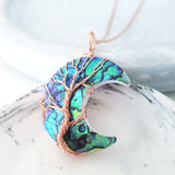 Tree of Life Collection - Crescent Moon Abalone Tree of Life Necklace
