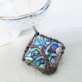 Tree of Life Collection - Square Abalone Shell Tree of Life (Copper-Tone) Necklace