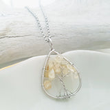Tree of Life Collection - Citrine Tree of Life Triangular Necklace (Silver)