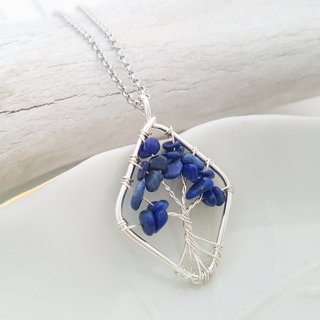 Tree of Life Collection - Lapis Tree of Life Necklace (Silver)