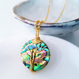 Tree of Life Collection - Abalone Tree of Life Round Necklace