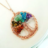 Tree of Life Collection - Seven Chakras Hand-wired Tree of Life Necklace