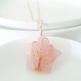 Tree of Life Collection - Rose Quartz Star Tree of Life Necklace