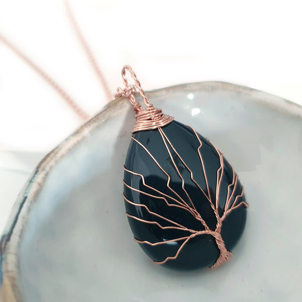 Tree of Life Collection - Black Obsidian Tree of Life Necklace