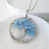 Tree of Life Collection - Aquamarine Round Tree of Life Necklace