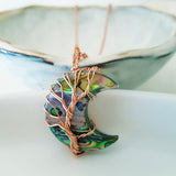 Tree of Life Collection - Crescent Moon Abalone Shell Tree of Life Necklace (Small)