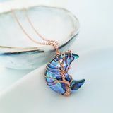 Tree of Life Collection - Crescent Moon Abalone Shell Tree of Life Necklace (Small)