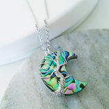 Tree of Life Collection - Crescent Moon Abalone Shell Tree of Life Necklace Silver (Small)