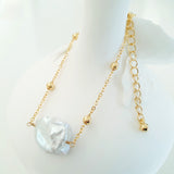 Glamorous Pearls Collection Bracelet - Irregular Flat Freshwater Pearl Ball Bracelet