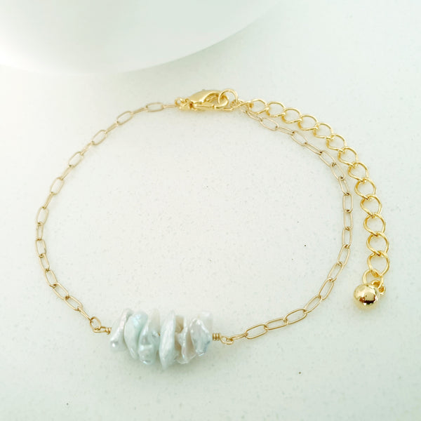 Glamorous Pearls Collection Bracelet - Irregular Pearl Strand Bracelet