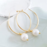 Glamorous Pearls Collection Earrings - Round Pearls Gold Loop Earrings