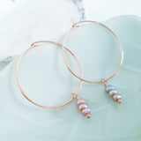 Glamorous Pearls Collection Earrings - Pink Freshwater Pearls Rose Gold Ring Earrings