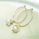 Glamorous Pearls Collection Earrings - Irregular Pearls Oval Loop Earrings