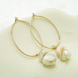Glamorous Pearls Collection Earrings - Irregular Pearls Oval Loop Earrings