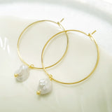 Glamorous Pearls Collection Earrings - Irregular Pearls Round Loop Earrings