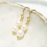 Glamorous Pearls Collection Earrings - Round Twin Pearls Loop Earrings