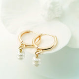 Glamorous Pearls Collection Earrings - Round Twin Pearls Gold Loop Earrings