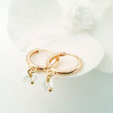 Glamorous Pearls Collection Earrings - Herkimer Gold Loop Earrings