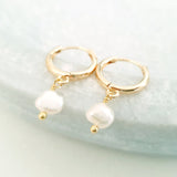 Glamorous Pearls Collection Earrings - Irregular Pearl Gold Loop Earrings
