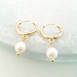 Glamorous Pearls Collection Earrings - Round Pearl Gold Loop Earrings