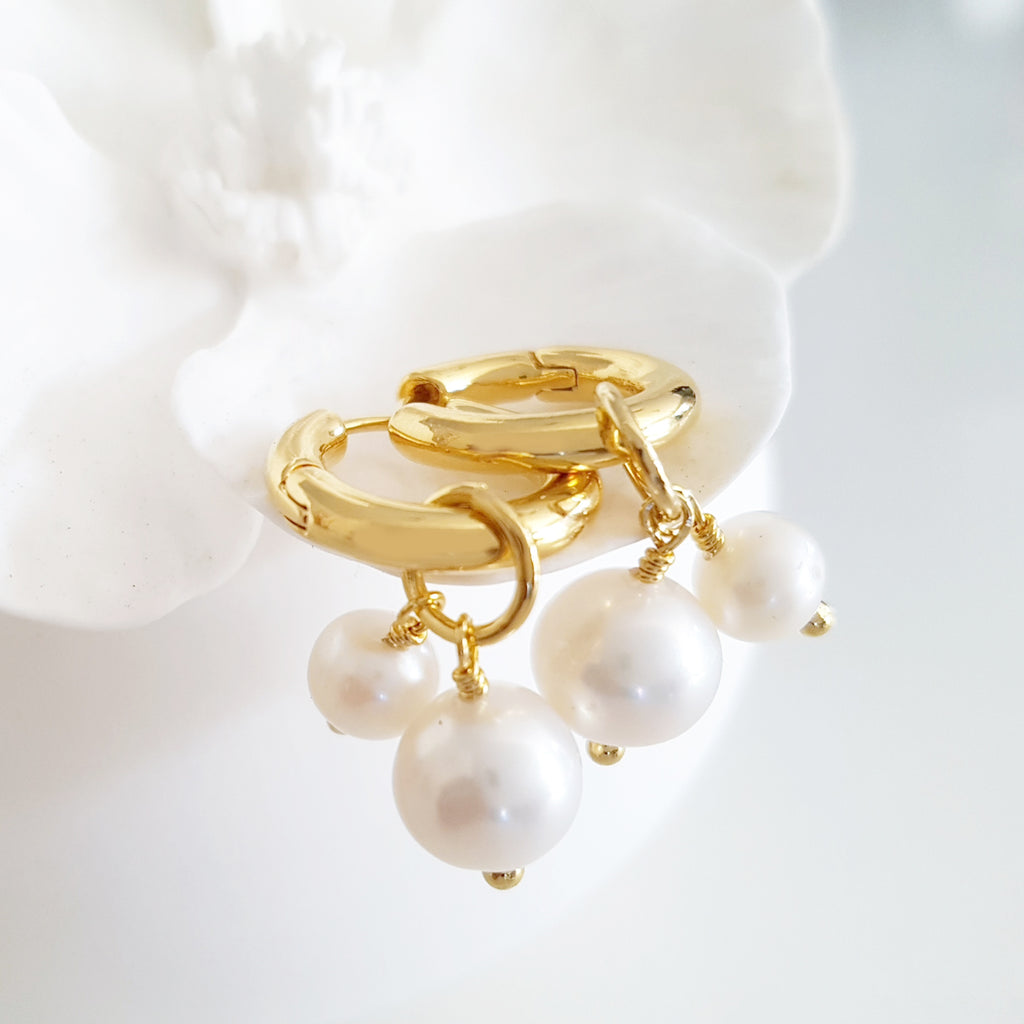 Glamorous Pearls Collection Earrings - Me and You Round Pearl Loop Earrings