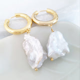 Glamorous Pearls Collection Earrings - Irregular Pearl Loop Earrings