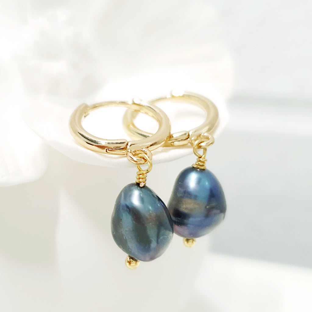 Glamorous Pearls Collection Earrings - Titanium Irregular Pearls Earrings
