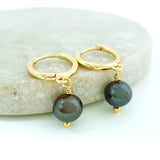 Glamorous Pearls Collection Earrings - Titanium Round Pearls Earrings