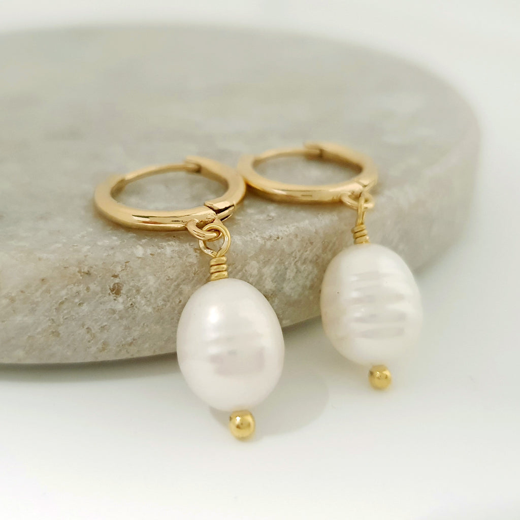 Glamorous Pearls Collection Earrings - Oval Freshwater Pearls Earrings