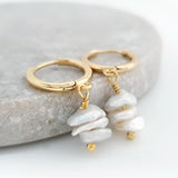 Glamorous Pearls Collection Earrings - Irregular Trio Flat Freshwater Pearls Earrings