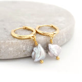 Glamorous Pearls Collection Earrings - Irregular Silver Freshwater Pearls Earrings