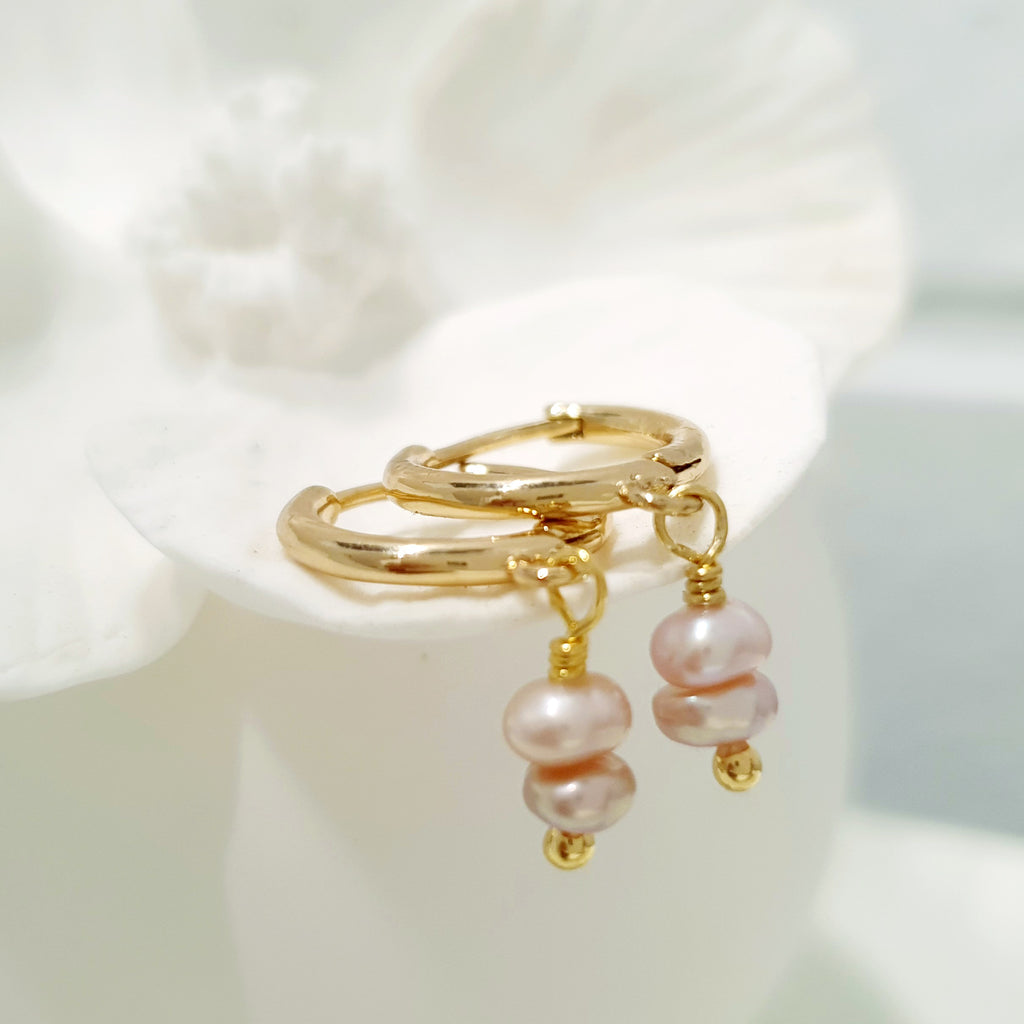 Glamorous Pearls Collection Earrings - Pink Nugget Freshwater Pearls Earrings