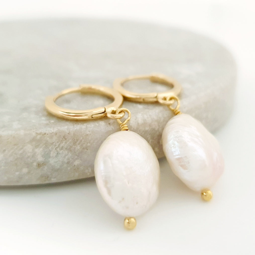 Glamorous Pearls Collection Earrings - Rainbow Coin Freshwater Pearls Earrings