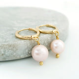 Glamorous Pearls Collection Earrings - Spherical Pink Freshwater Pearls Earrings