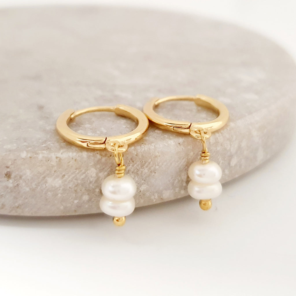 Glamorous Pearls Collection Earrings - Twin Nuggets Freshwater Pearls Earrings