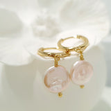 Glamorous Pearls Collection Earrings - Pink Round Freshwater Pearls Earrings