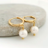 Glamorous Pearls Collection Earrings - Spherical White Freshwater Pearls Earrings