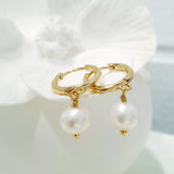 Glamorous Pearls Collection Earrings - Spherical White Freshwater Pearls Earrings