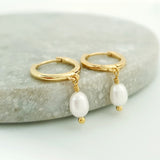 Glamorous Pearls Collection Earrings - White Oval Freshwater Pearls Earrings
